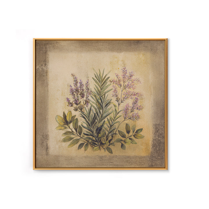 Herb Garden Watercolor Canvas Print, Botanical Art, Poster, Living Room Decor, Fine Art, Botanic, Art Nouveau, Framed Wall Art, BOT-1x1-77