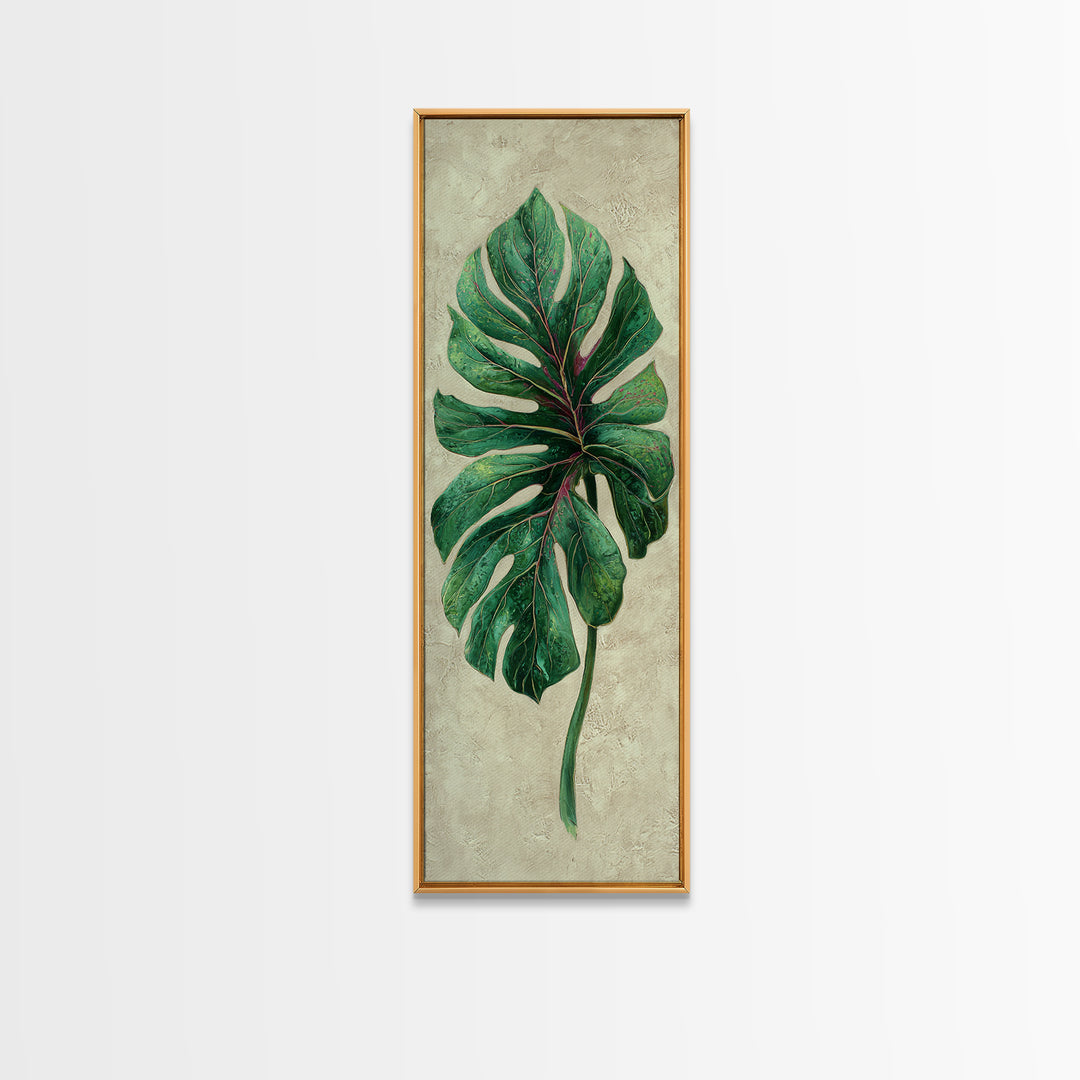 Oversized Monstera Leaf Canvas Print, Botanical Art, Gallery Decor, Living Room Decor, Fine Art, Botanic, Wall Art, Home Decor, BOT-1x3-14