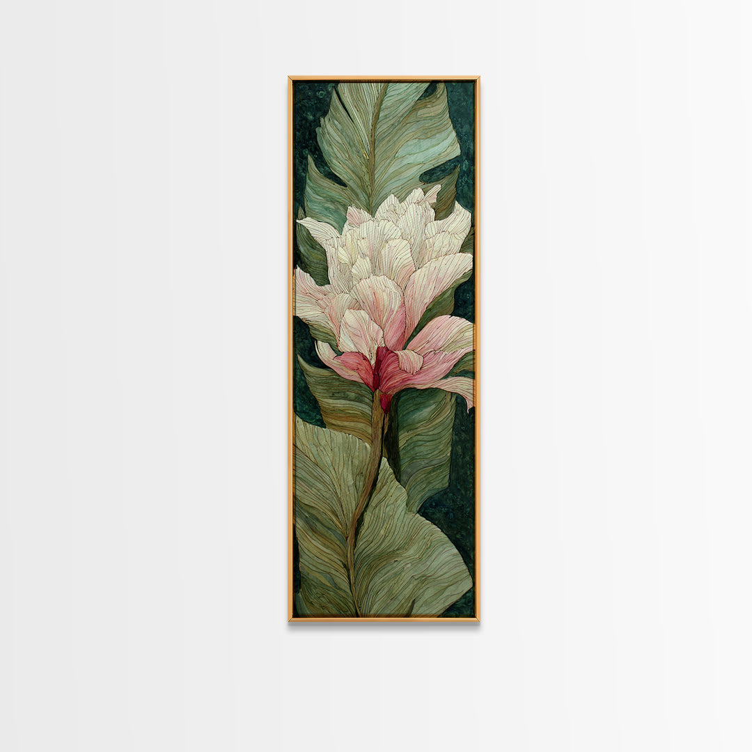 Tropical Banana Leaf Painted Framed Canvas Print, Botanical Art, Poster, Living Room Decor, Fine Art, Botanic, Art Nouveau, BOT-1x3-20