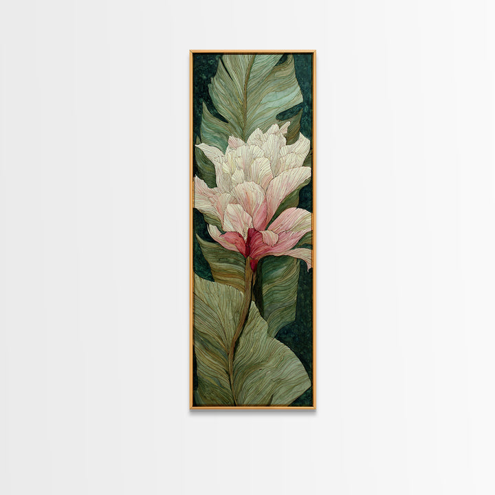 Tropical Banana Leaf Painted Framed Canvas Print, Botanical Art, Poster, Living Room Decor, Fine Art, Botanic, Art Nouveau, BOT-1x3-20