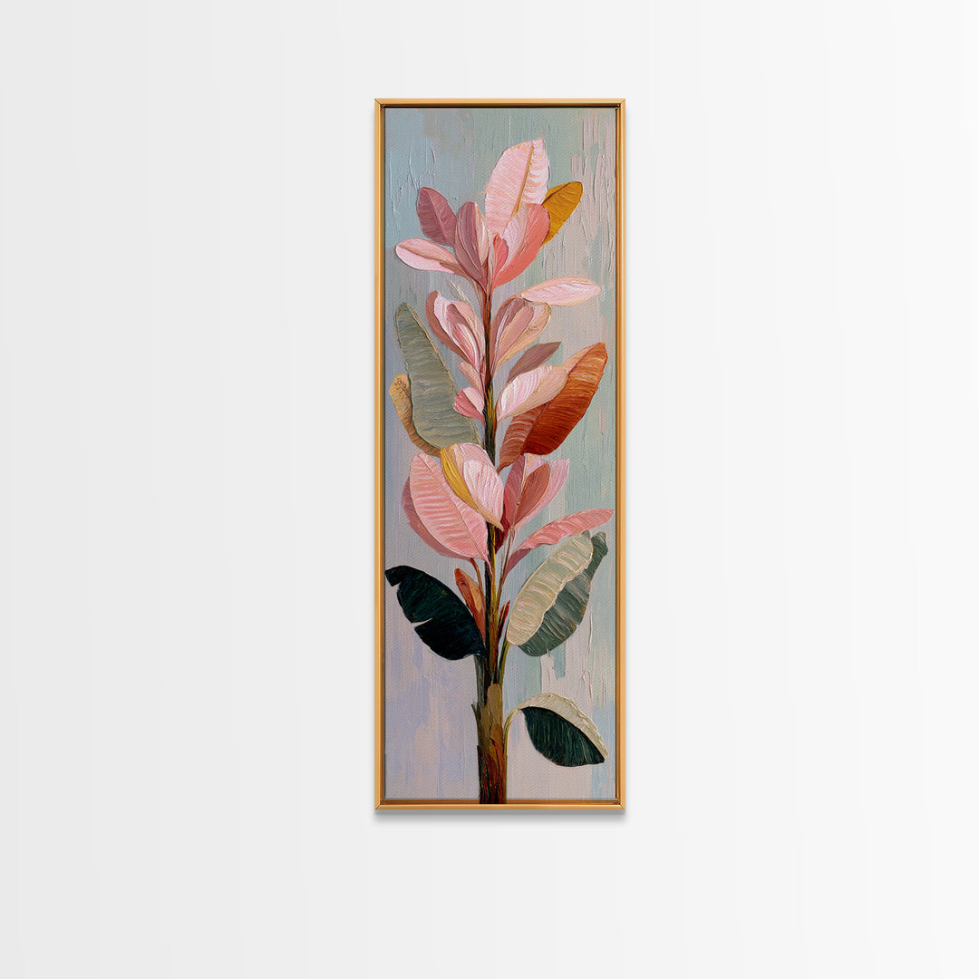 Tropical Banana Leaf Painted Canvas Print, Botanical Art, Printable Wall Art, Living Room Decor, Oil Painting, Botanic, BOT-1x3-44