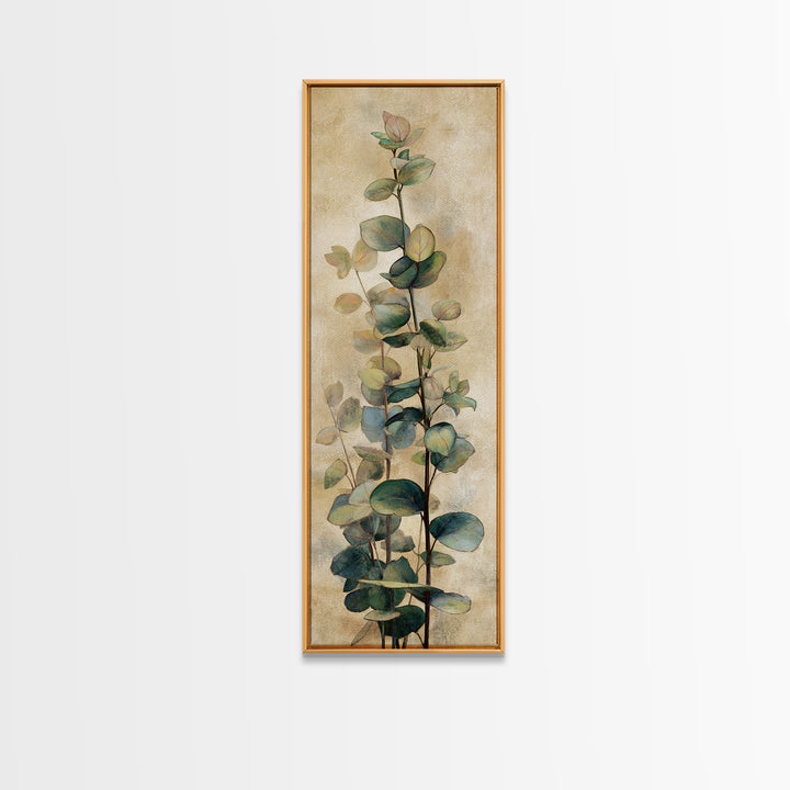 Eucalyptus Stems in Soft Sage Tones Framed Canvas Print, Botanical Art, Printable Art, Living Room Decor, Watercolor Art, BOT-1x3-47