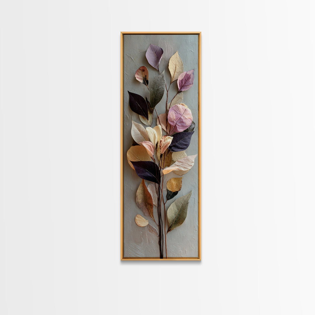 Autumn Leaves Specimen Collection Framed Canvas Print, Botanical Art, Living Room Decor, Watercolor Art, Botanic, BOT-1x3-8