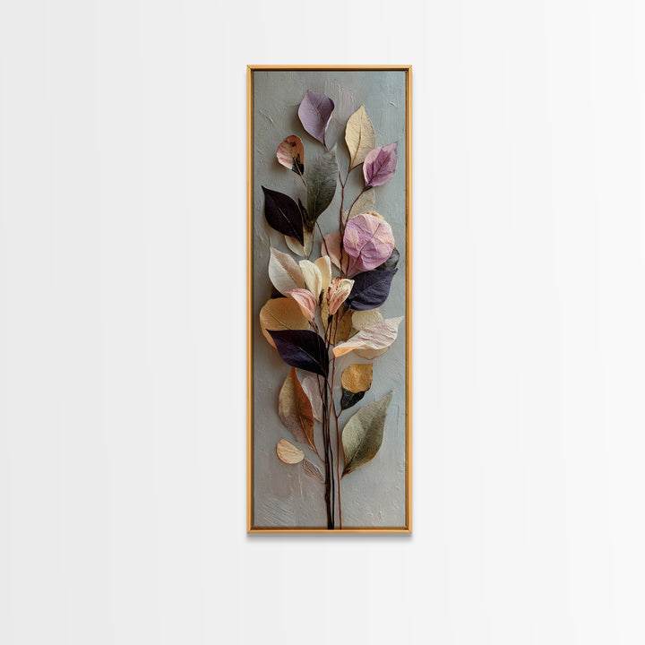 Autumn Leaves Specimen Collection Framed Canvas Print, Botanical Art, Living Room Decor, Watercolor Art, Botanic, BOT-1x3-8