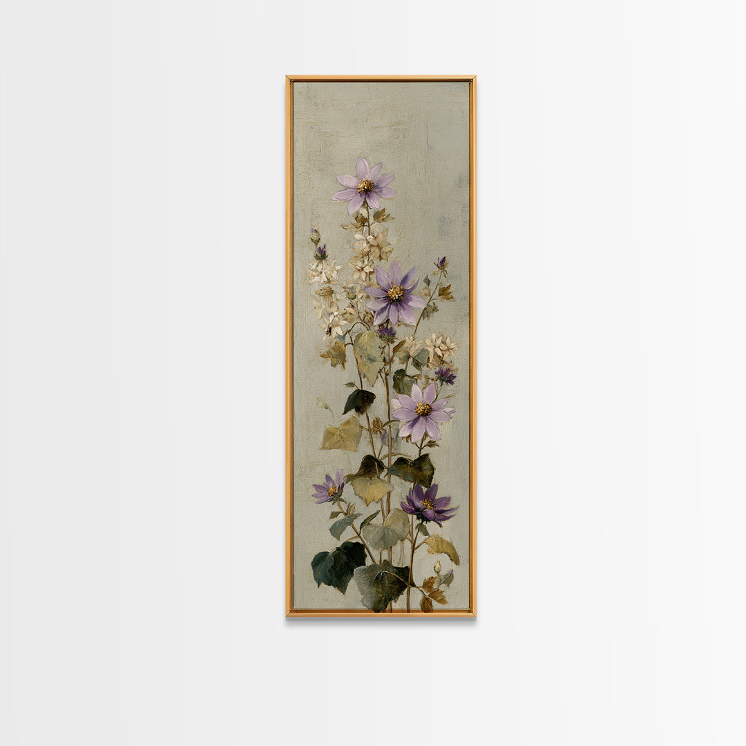 Delicate Wildflower Study Framed Canvas Print, Botanical Art, Statement Artwork, Living Room Decor, Fine Art, Botanic, BOT-1x3-87