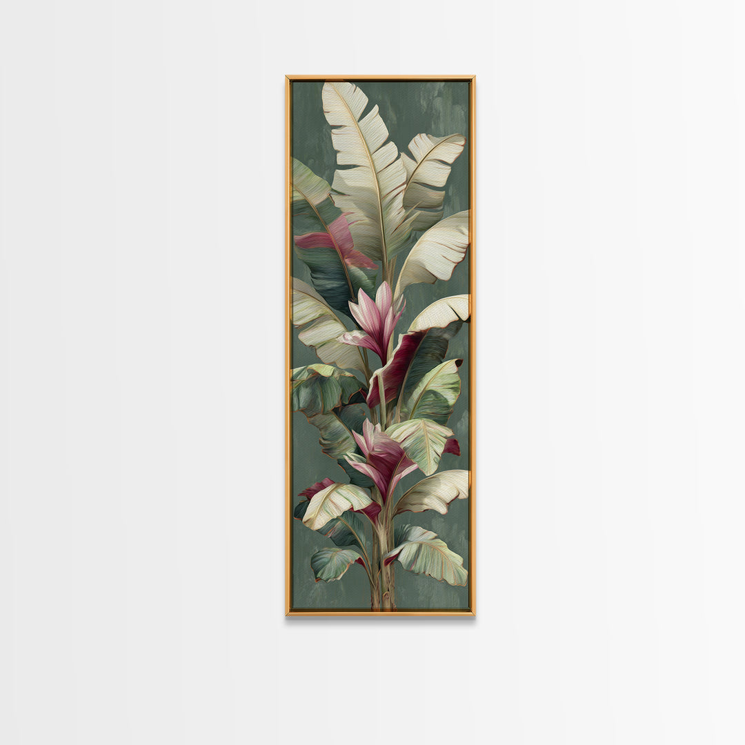 Tropical Banana Leaf Painted Framed Canvas Print, Botanical Art, Watercolor Painting, Living Room Decor, Fine Art, Botanic, BOT-1x3-92