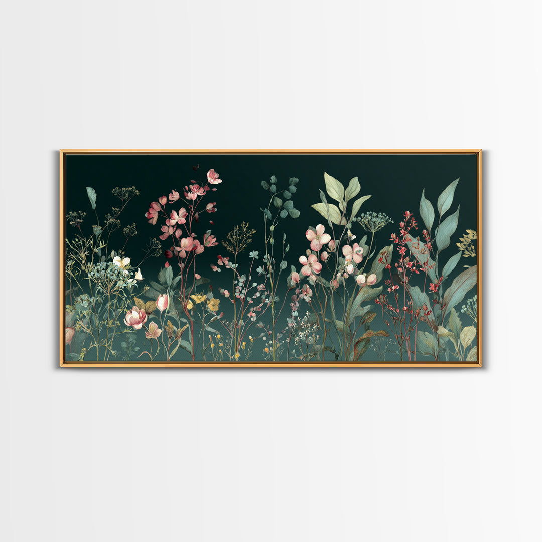 Delicate Wildflower Study Framed Canvas Print, Botanical Art, Wall Art Prints, Living Room Decor, Watercolor Art, Botanic, BOT-2x1-23