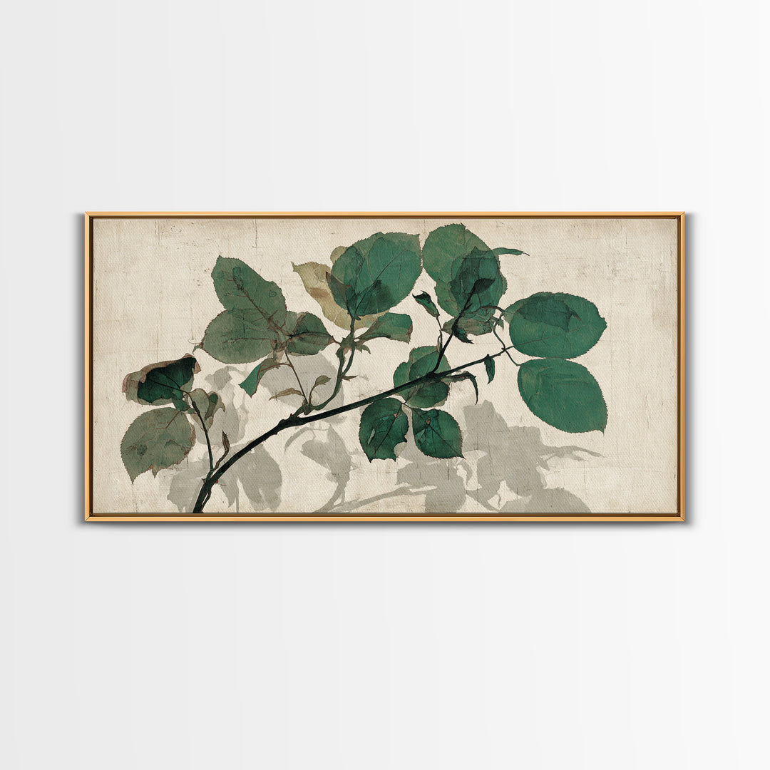 Black Ink Botanical Silhouette on Cream Paper Canvas Print, Botanical Art, Art Print, Living Room Decor, Fine Art, Botanic, BOT-2x1-41