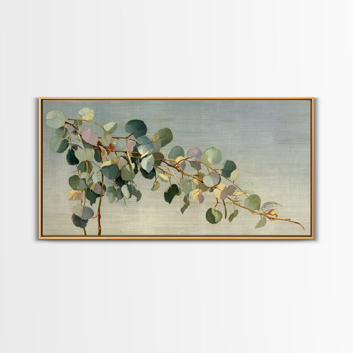 Eucalyptus Stems in Soft Sage Tones Framed Canvas Print, Botanical Art, Abstract Art, Living Room Decor, Fine Art, Botanic, BOT-2x1-55