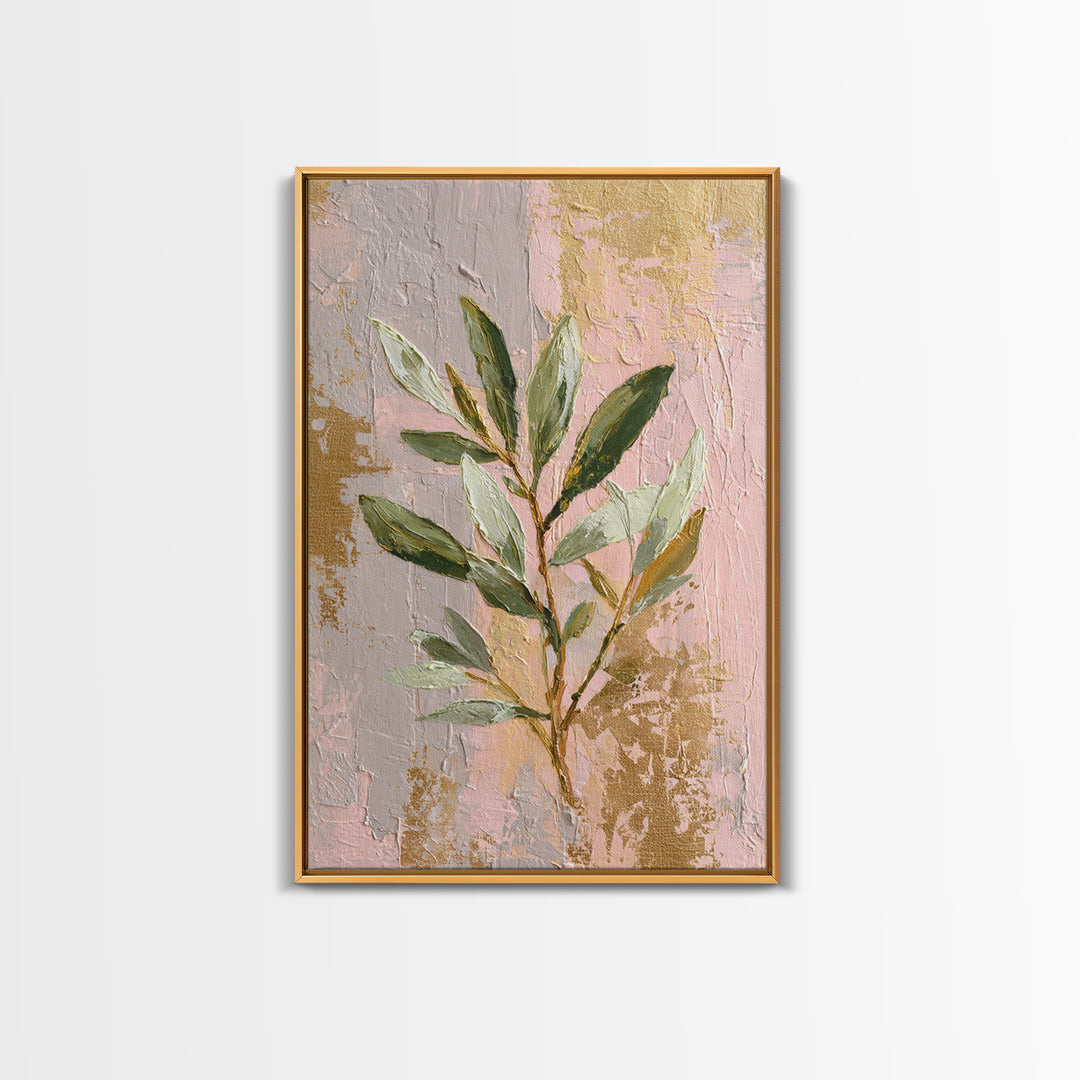 Single Olive Branch Canvas Print, Botanical Art, Minimalist Decor, Living Room Decor, Oil Painting, Botanic, Home Gift, BOT-2x3-15