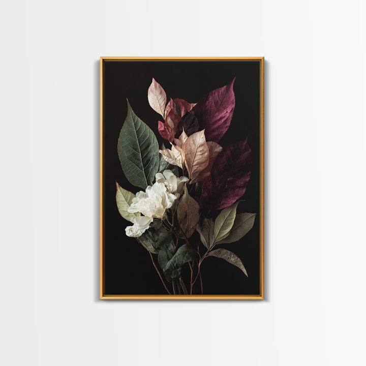 Autumn Leaves Specimen Collection Framed Canvas Print, Botanical Art, Living Room Decor, Watercolor Art, Botanic, BOT-2x3-4