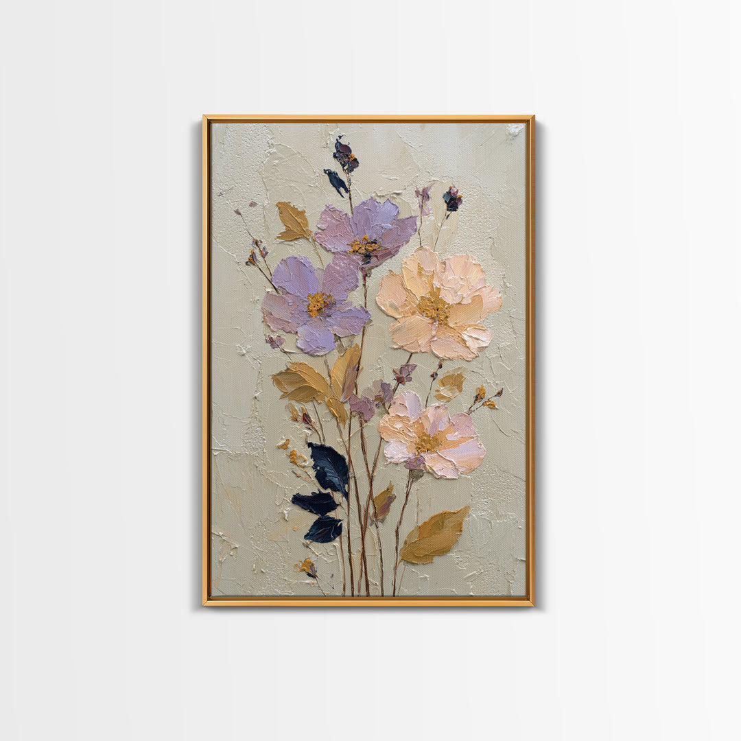 Delicate Wildflower Study Framed Canvas Print, Botanical Art, Art Nouveau, Living Room Decor, Watercolor Art, Botanic, BOT-2x3-59