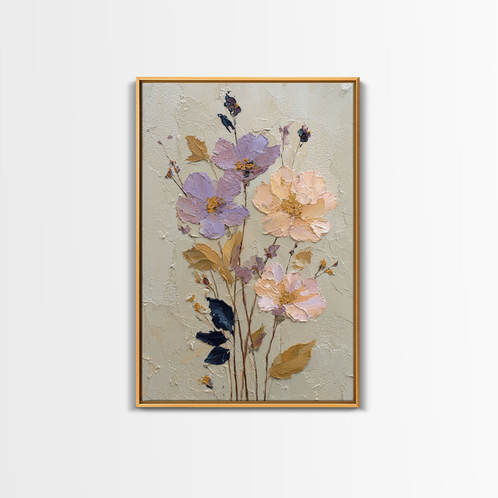 Delicate Wildflower Study Framed Canvas Print, Botanical Art, Art Nouveau, Living Room Decor, Watercolor Art, Botanic, BOT-2x3-59