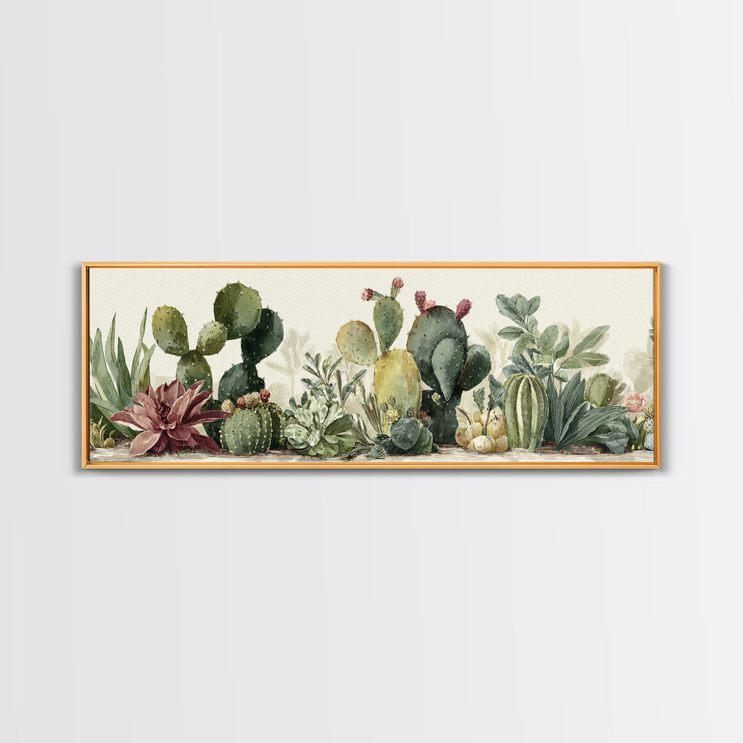 Cactus Botanical Plate Canvas Print, Botanical Art, Living Room Decor, Fine Art, Botanic, Fine Art Print, Statement Artwork, BOT-3x1-29