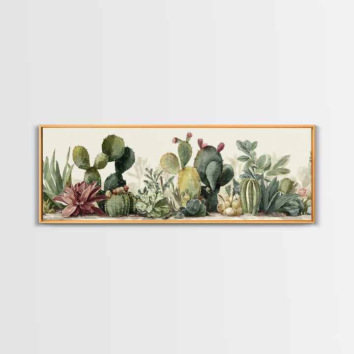 Cactus Botanical Plate Canvas Print, Botanical Art, Living Room Decor, Fine Art, Botanic, Fine Art Print, Statement Artwork, BOT-3x1-29