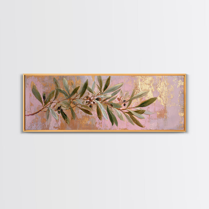 Single Olive Branch Canvas Print, Botanical Art, Digital Wall Art, Living Room Decor, Oil Painting, Botanic, BOT-3x1-71