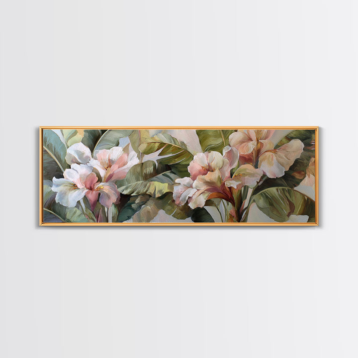 Tropical Banana Leaf Painted Framed Canvas Print, Botanical Art, Poster, Living Room Decor, Fine Art, Botanic, Art Nouveau, BOT-3x1-72