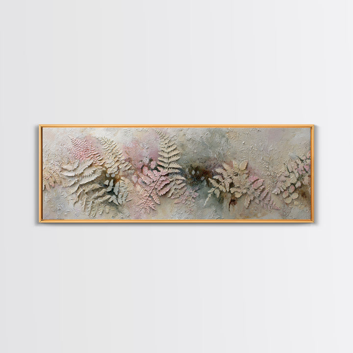 Fern Shadow Pattern on Plaster Surface Framed Canvas Print, Botanical Art, Home Gift, Living Room Decor, Fine Art, Botanic, BOT-3x1-87