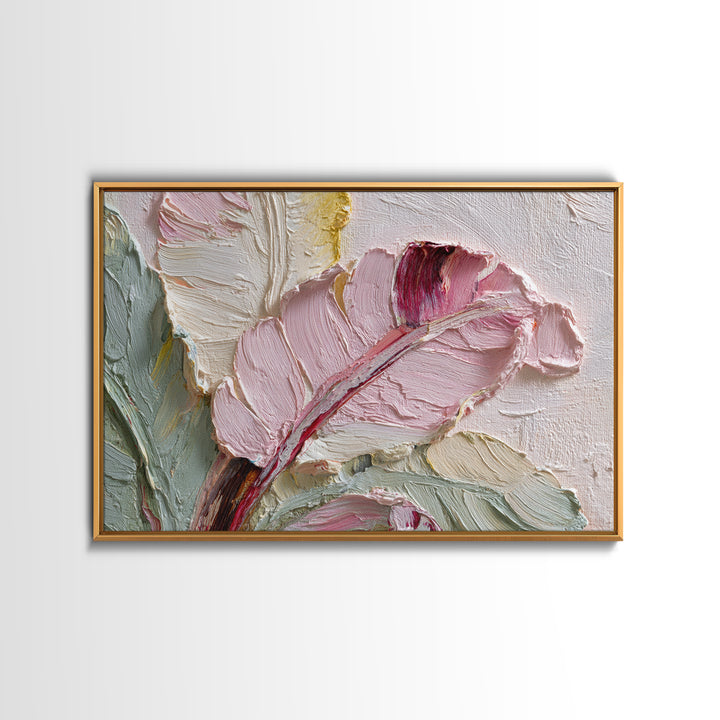 Tropical Banana Leaf Painted Framed Canvas Print, Botanical Art, Textured Painting, Living Room Decor, Fine Art, Botanic, BOT-3x2-60