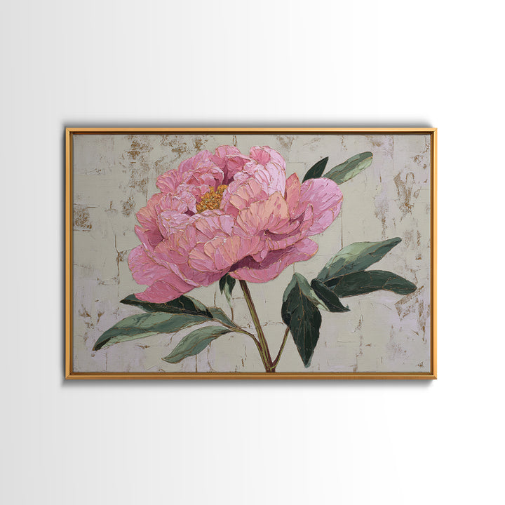 Peony Bloom with Layered Romantic Petals Canvas Print, Botanical Art, Digital Print, Living Room Decor, Watercolor Art, Botanic, BOT-3x2-62