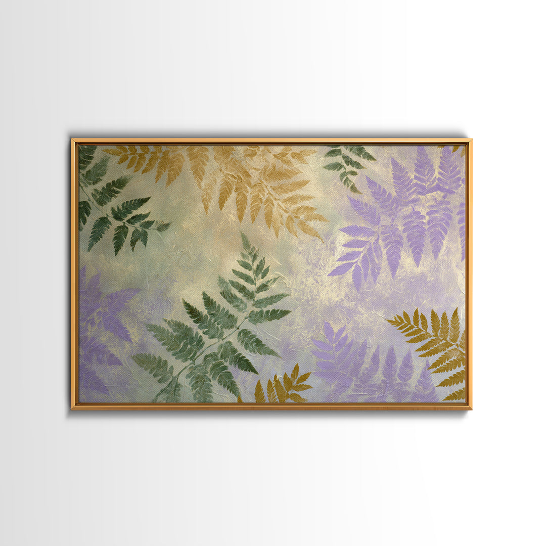 Fern Shadow Pattern on Plaster Surface Framed Canvas Print, Botanical Art, Home Gift, Living Room Decor, Fine Art, Botanic, BOT-3x2-99