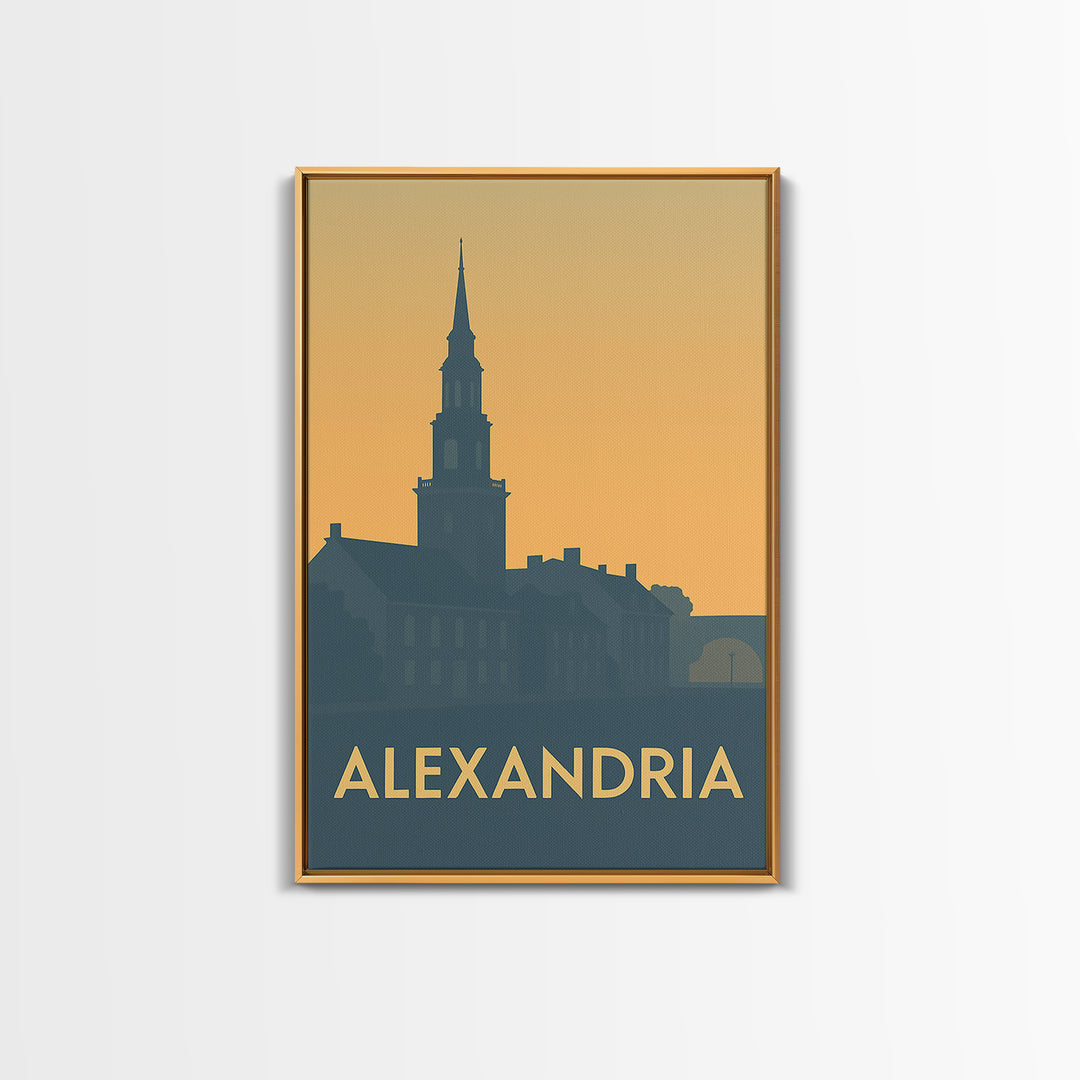 Alexandria Travel Poster, Canvas Print, Sunset Skyline Wall Art, Alexandria City Art, Travel Wall Decor, City Art Print, Home Office Decor