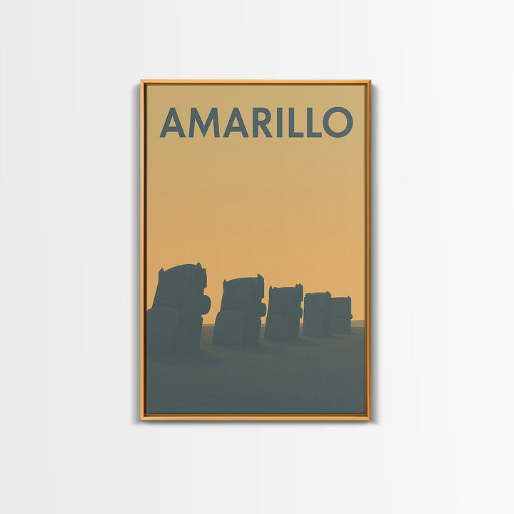 Amarillo Travel Poster, Framed Canvas Print, Mid Century Travel Art, Amarillo Wall Art, Travel Poster Set, Travel Wall Decor, Home Decor