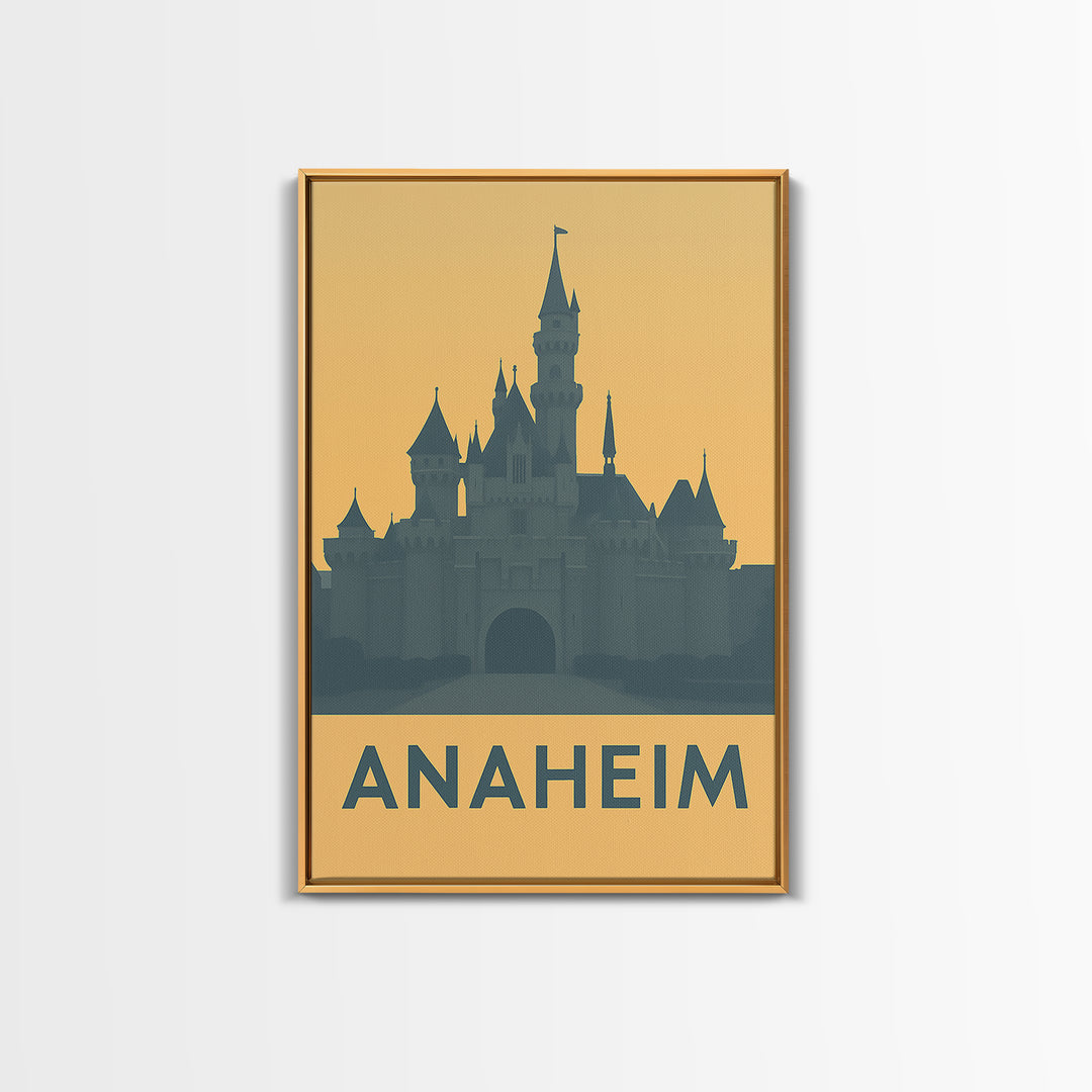 Anaheim Travel Poster, Framed Canvas Print, Mid Century Travel Art, Anaheim Art Print, Travel Art Print, City Illustration, Vintage Print