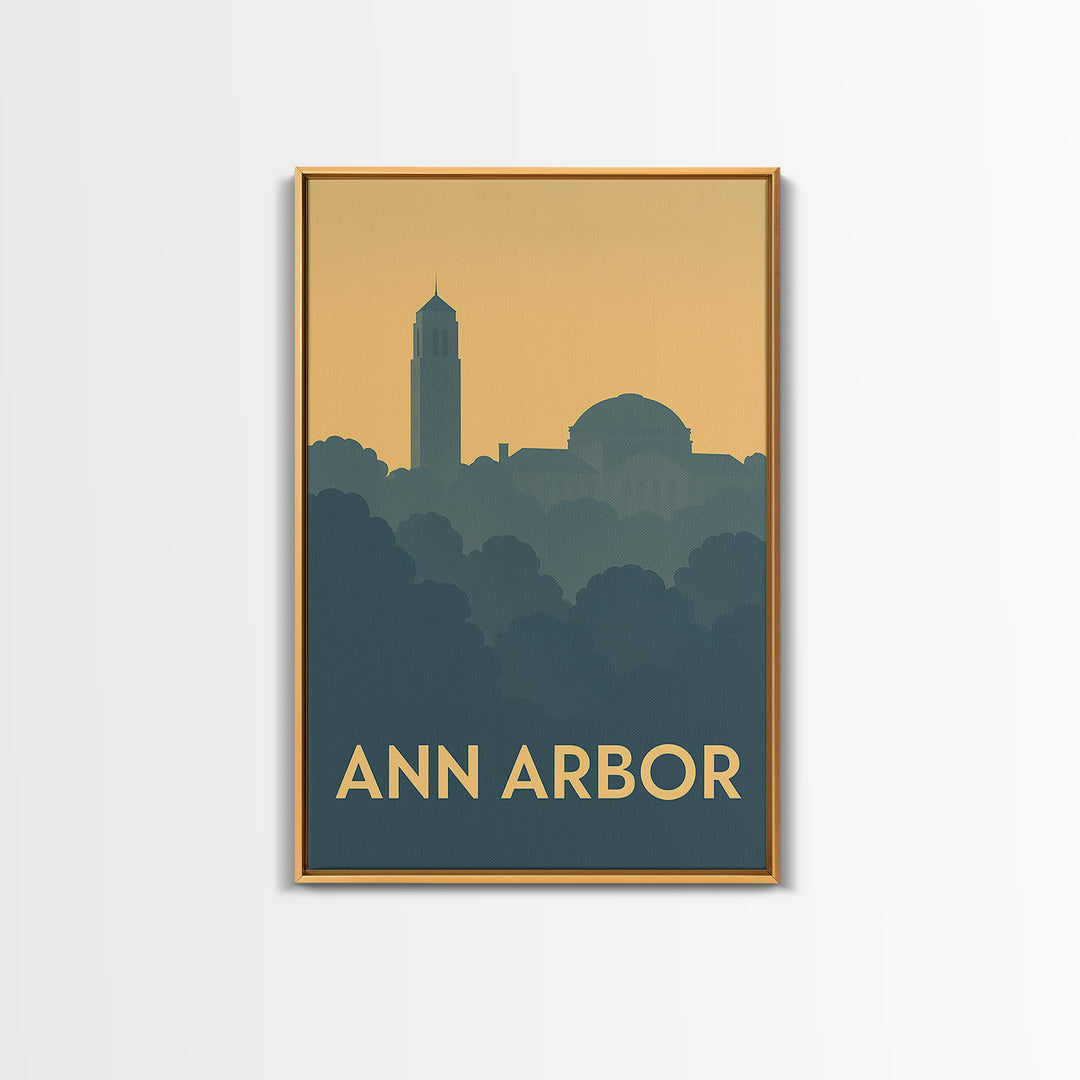 Ann Arbor Michigan Travel Poster, Canvas Print, Minimalist Retro Wall Art, Ann Arbor Travel Art, Travel Art Print, Living Room Wall Art