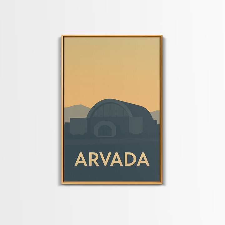Arvada Colorado Travel Poster, Framed Canvas Print, Mid Century Travel Art, Arvada City Art, Mid Century Wall Art, Eclectic Wall Decor