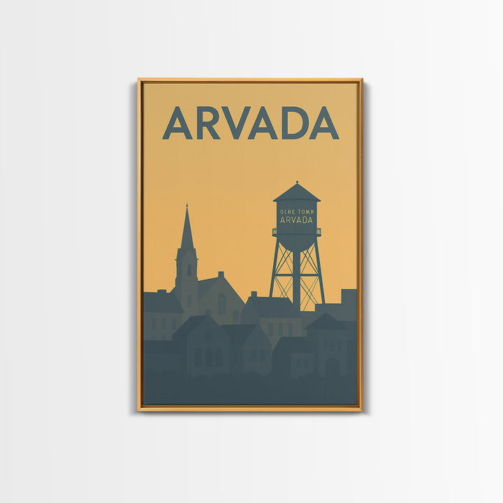 Arvada Travel Poster, Framed Canvas Print, Vintage City Poster Art, Arvada Art Print, Mid Century Wall Art, Retro Travel Print