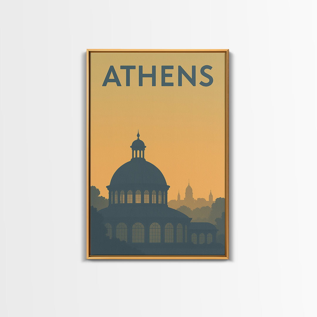 Athens Georgia Travel Poster, Canvas Print, Sunset Skyline Wall Art, Athens City Art, Wanderlust Decor, Travel Art Print, City Travel Prints