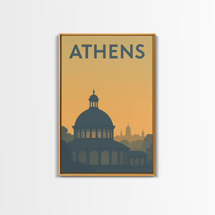Athens Georgia Travel Poster, Canvas Print, Sunset Skyline Wall Art, Athens City Art, Wanderlust Decor, Travel Art Print, City Travel Prints