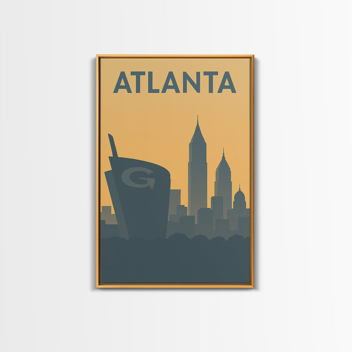Atlanta Travel Poster, Canvas Print, Minimalist Retro Wall Art, Atlanta City Art, Retro Travel Print, Travel Wall Decor, Wanderlust Decor