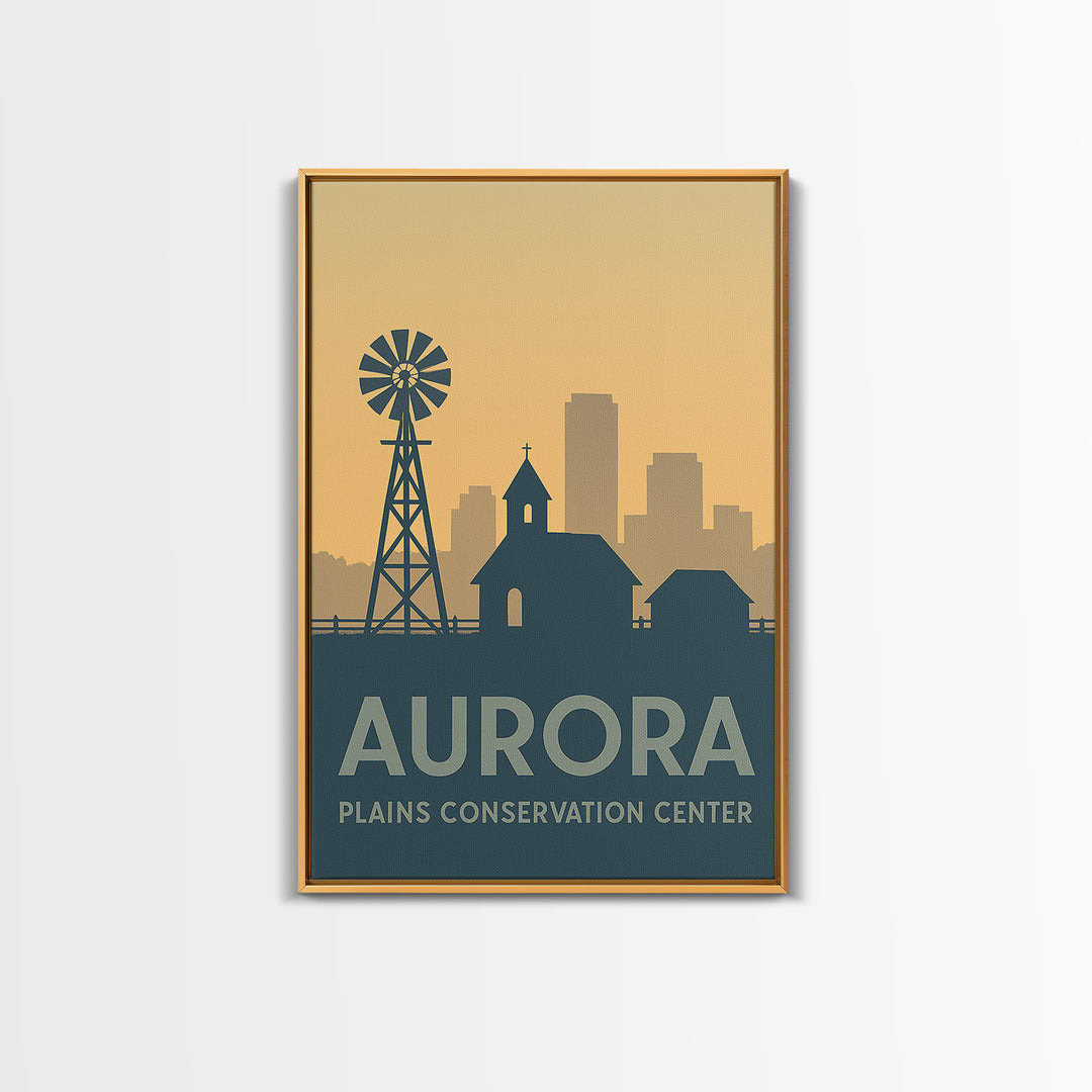 Aurora Travel Poster, Framed Canvas Print, Minimalist Retro Wall Art, Aurora Travel Art, Living Room Wall Art, Eclectic Wall Decor