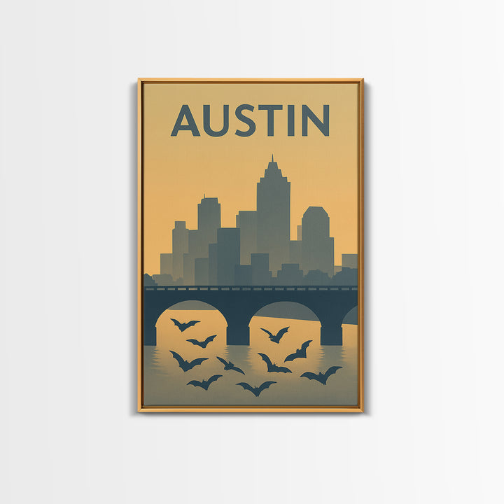 Austin Texas Travel Poster, Canvas Print, Mid Century Travel Art, Austin Travel Art, Eclectic Wall Decor, Gift For Travelers, Wall Art