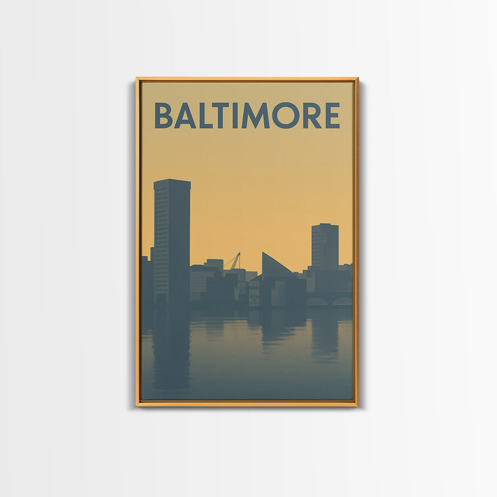 Baltimore Travel Poster, Canvas Print, Sunset Skyline Wall Art, Baltimore Travel Art, Fine Art Print, Vintage Travel Art, City Art Print