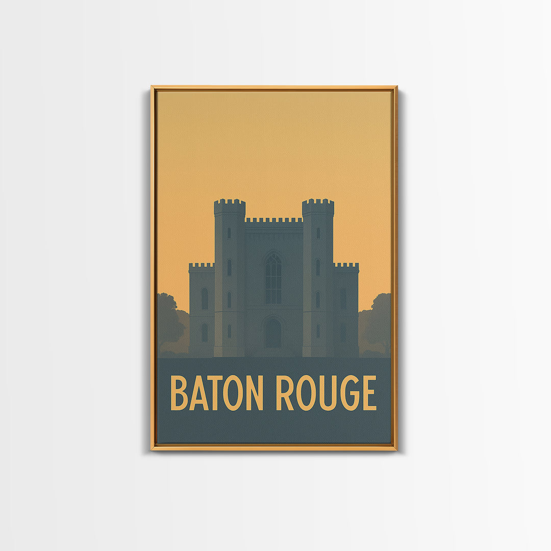 Baton Rouge Travel Poster, Canvas Print, Minimalist Retro Wall Art, Baton Rouge Wall Art, Modern Wall Decor, Retro Travel Print