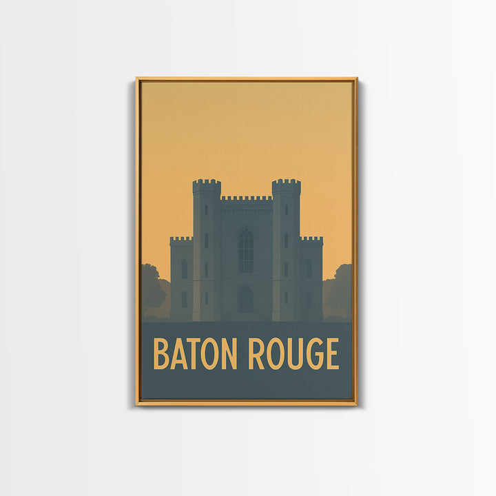 Baton Rouge Travel Poster, Canvas Print, Minimalist Retro Wall Art, Baton Rouge Wall Art, Modern Wall Decor, Retro Travel Print