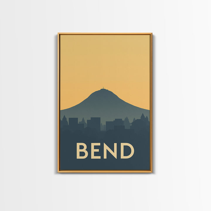 Bend Travel Poster, Framed Canvas Print, Vintage City Poster Art, Bend City Art, Retro Travel Print, City Art Print, Vintage City Art