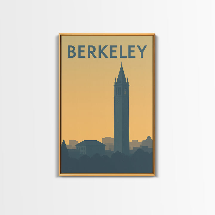 Berkeley California Travel Poster, Canvas Print, Sunset Skyline Wall Art, Berkeley Print, Travel Wall Art, Wall Decor, Travel Art Print