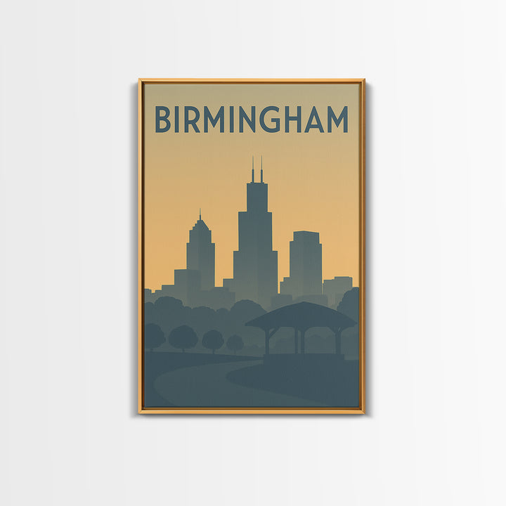 Birmingham Alabama Travel Poster, Canvas Print, Mid Century Travel Art, Birmingham Poster Print, Retro Travel Print, Travel Wall Art