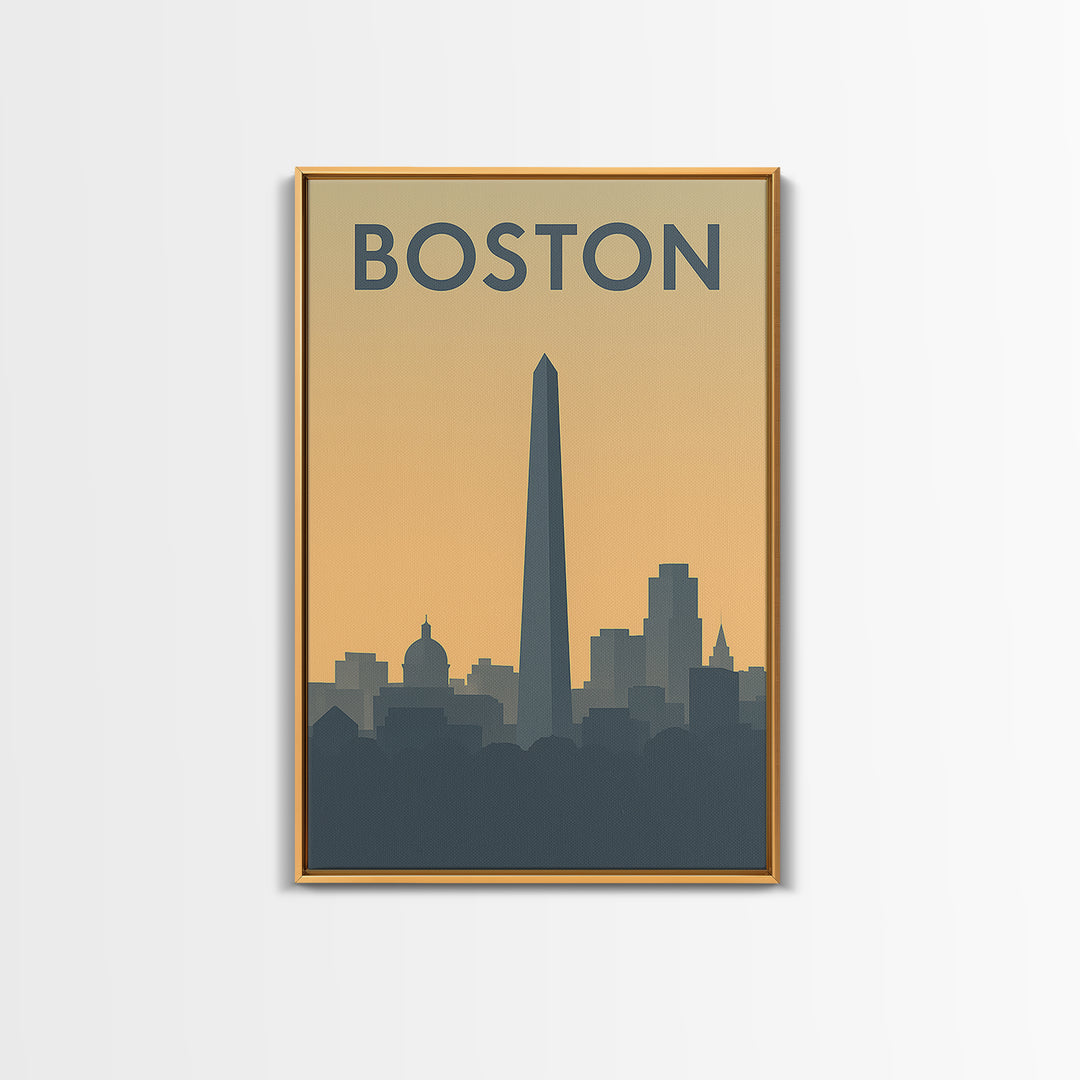 Boston Massachusetts Travel Poster, Canvas Print, Mid Century Travel Art, Boston Travel Art, Office Decor, Gift For Travelers, City Poster