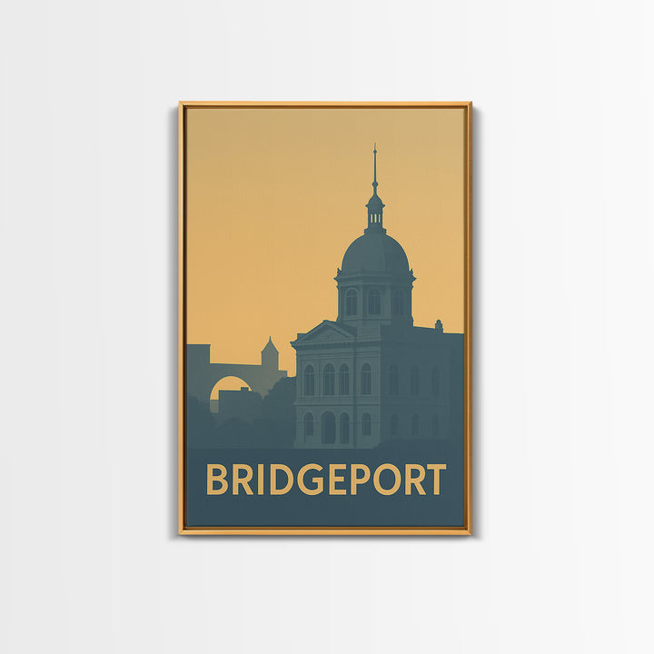 Bridgeport Connecticut Travel Poster, Canvas Print, Vintage City Poster Art, Bridgeport Travel Art, Wall Art, Vintage City Poster
