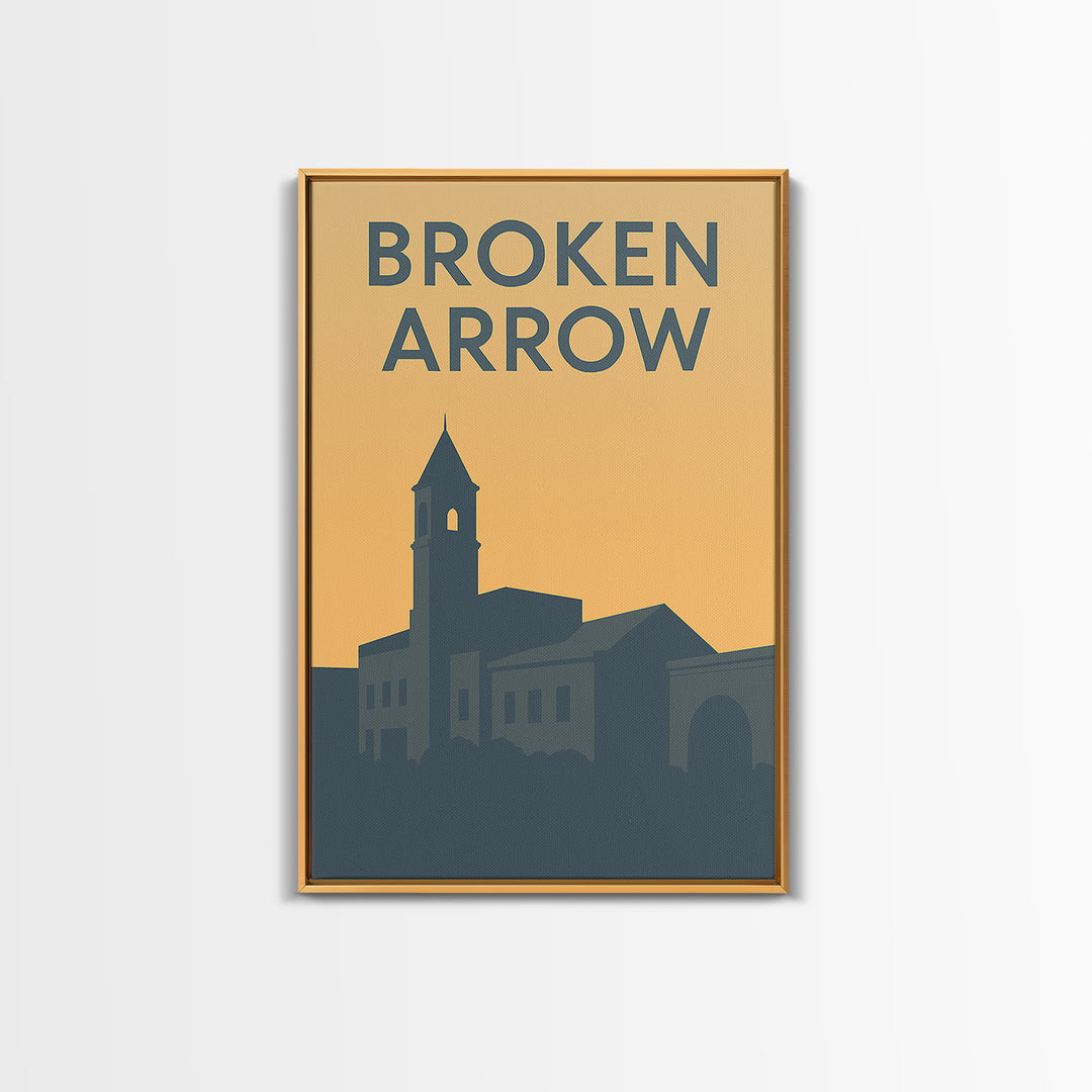 Broken Arrow Oklahoma Travel Poster, Canvas Print, Minimalist Retro Wall Art, Broken Arrow Art Print, Travel Poster Set, Vintage City Art