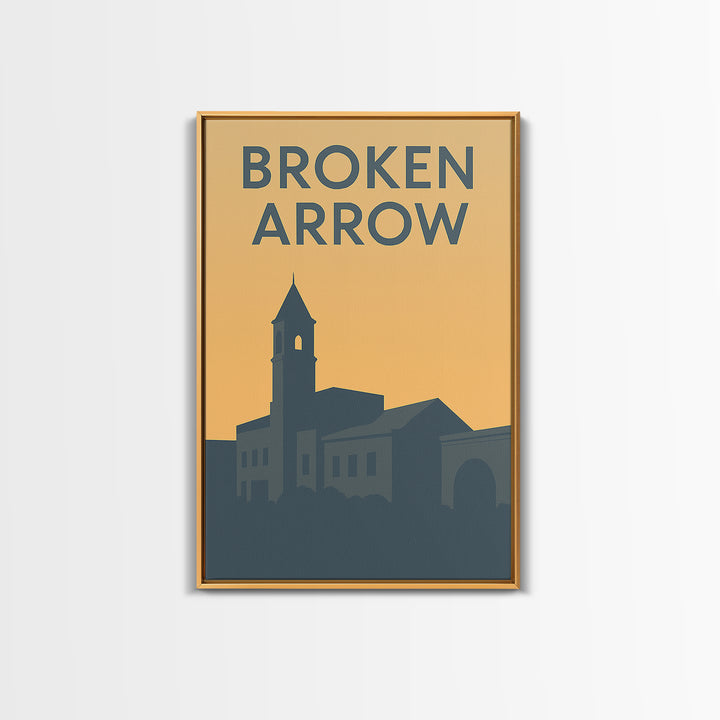 Broken Arrow Oklahoma Travel Poster, Canvas Print, Minimalist Retro Wall Art, Broken Arrow Art Print, Travel Poster Set, Vintage City Art
