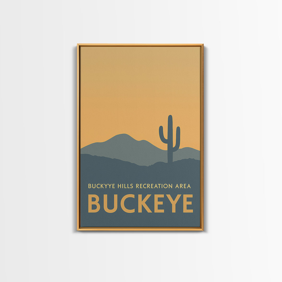 Buckeye Arizona Travel Poster, Framed Canvas Print, Mid Century Travel Art, Buckeye Art Print, Modern Wall Decor, Retro Travel Print