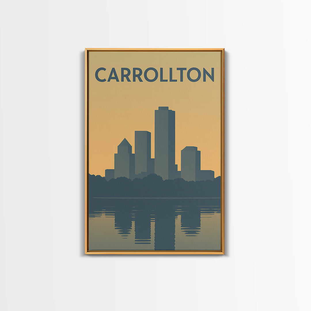 Carrollton Travel Poster, Canvas Print, Mid Century Travel Art, Carrollton Art Print, Mid Century Wall Art, Living Room Wall Art