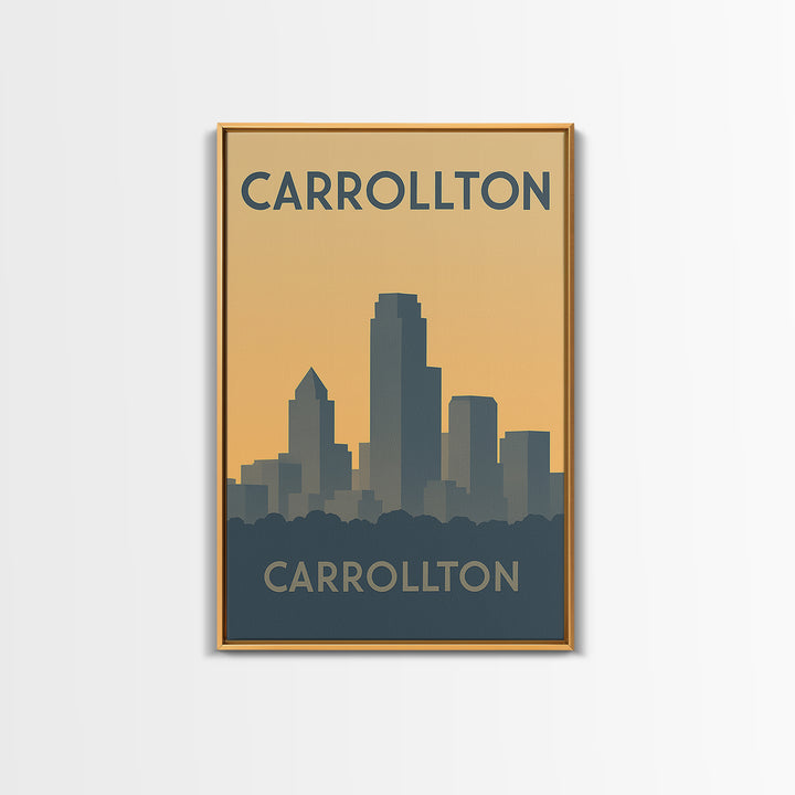 Carrollton Travel Poster, Canvas Print, Minimalist Retro Wall Art, Carrollton City Art, Living Room Wall Art, Vintage City Art