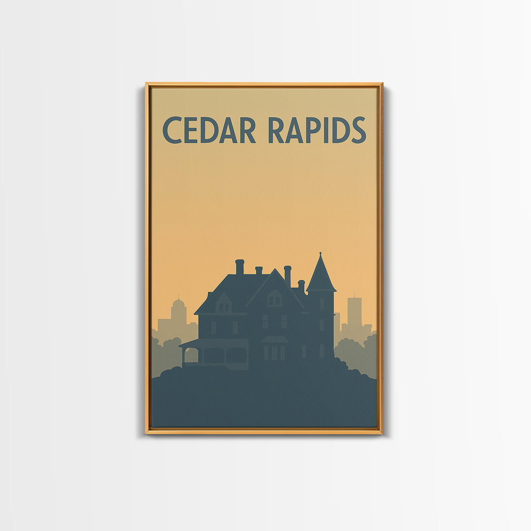 Cedar Rapids Iowa Travel Poster, Canvas Print, Minimalist Retro Wall Art, Cedar Rapids Art Print, Modern Wall Decor, Travel Poster Art